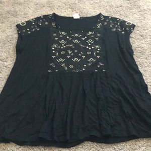 Embroider jersey knit tee